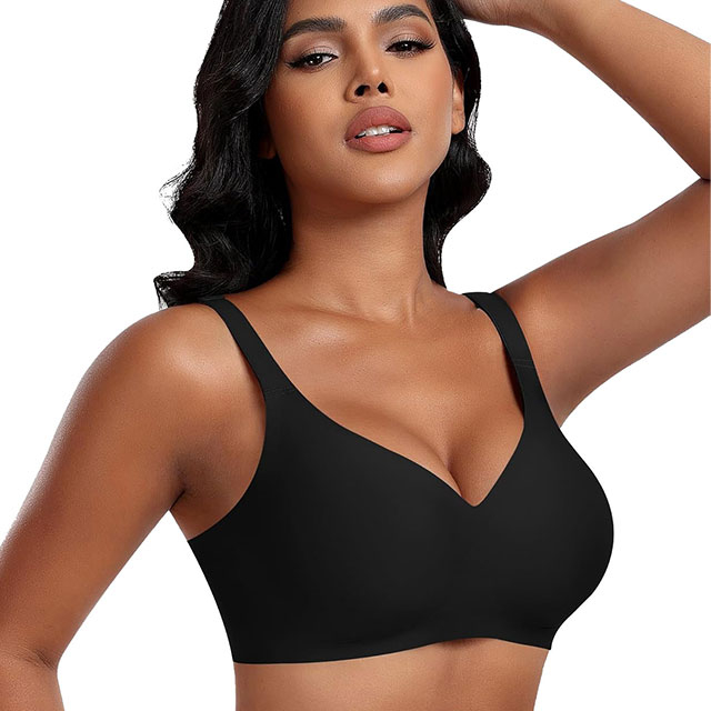 Comfortable Women's Classic V-Neck Seamless Nylon Bra with Cross Strap