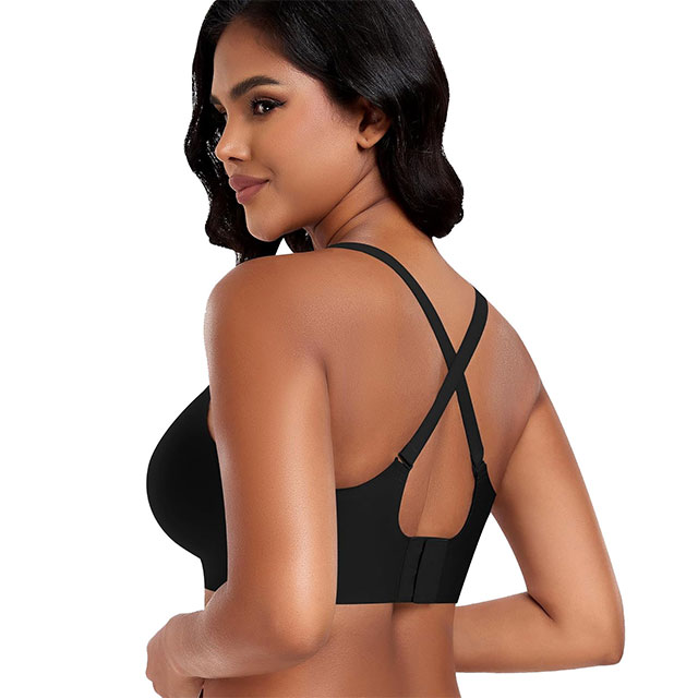 Comfortable Women's Classic V-Neck Seamless Nylon Bra with Cross Strap