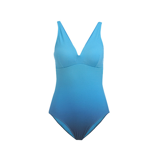 Women's Textured Fabric One-Piece Swimsuit in Recycled Polyester and Gradient Print