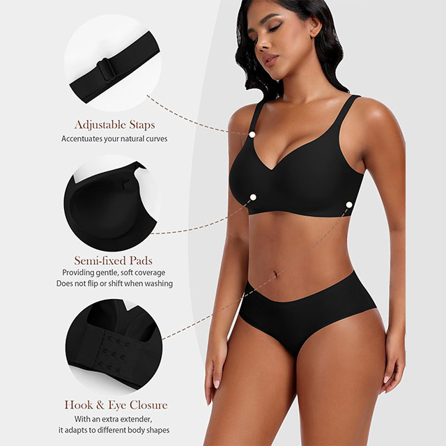 Comfortable Women's Classic V-Neck Seamless Nylon Bra with Cross Strap