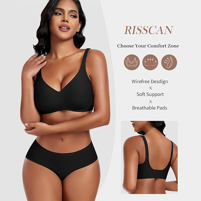 Comfortable Women's Classic V-Neck Seamless Nylon Bra with Cross Strap