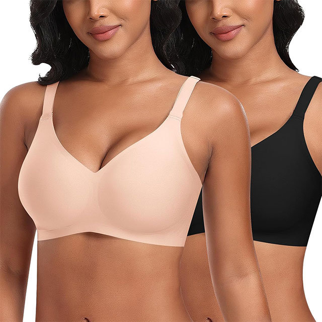 Comfortable Women's Classic V-Neck Seamless Nylon Bra with Cross Strap